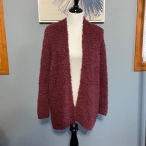 Knox Rose Fluffy Wine Colored Cardigan